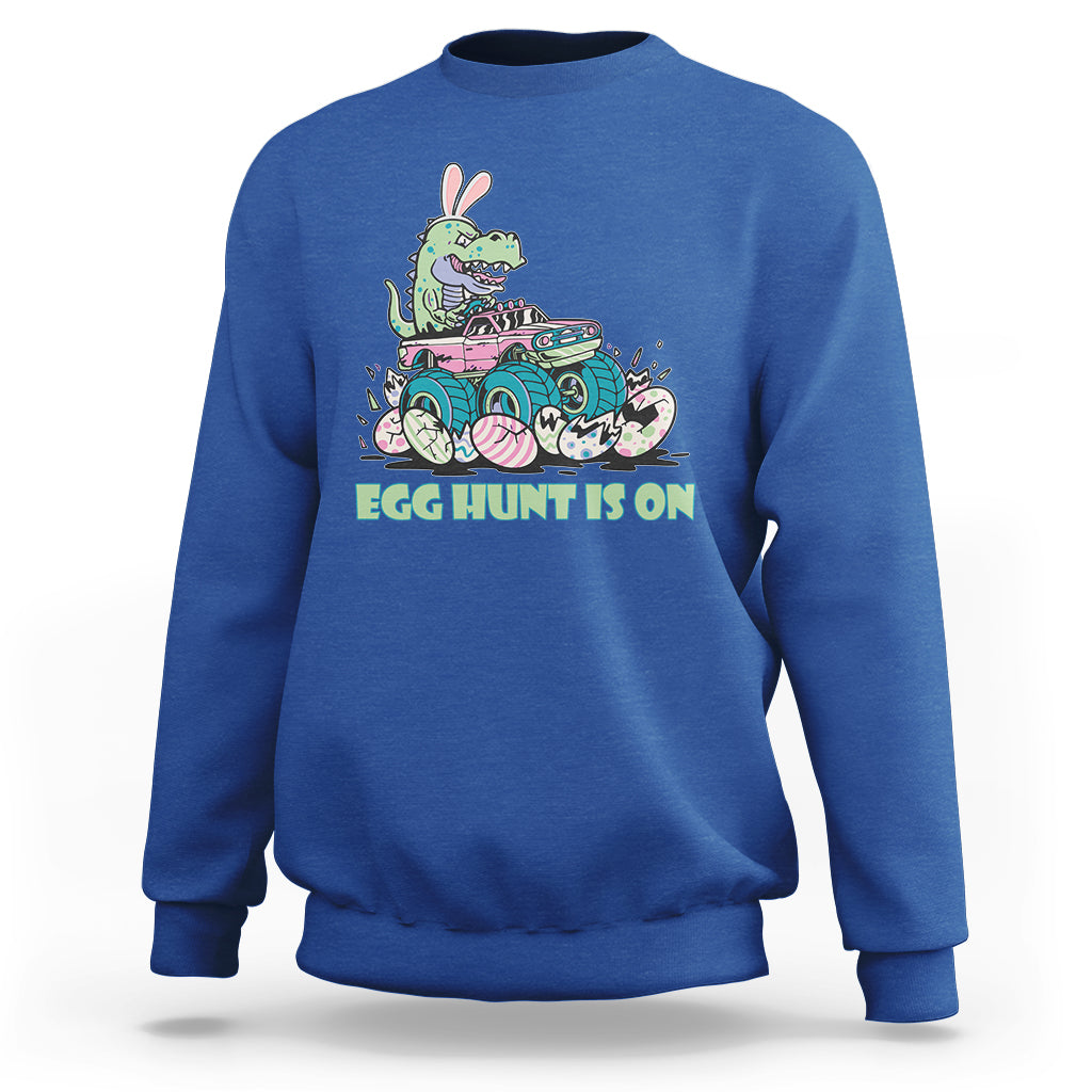 Egg Hunt Is On Funny Easter Dinosaur Bunny Boys Kid Toddler Sweatshirt - Wonder Print Shop