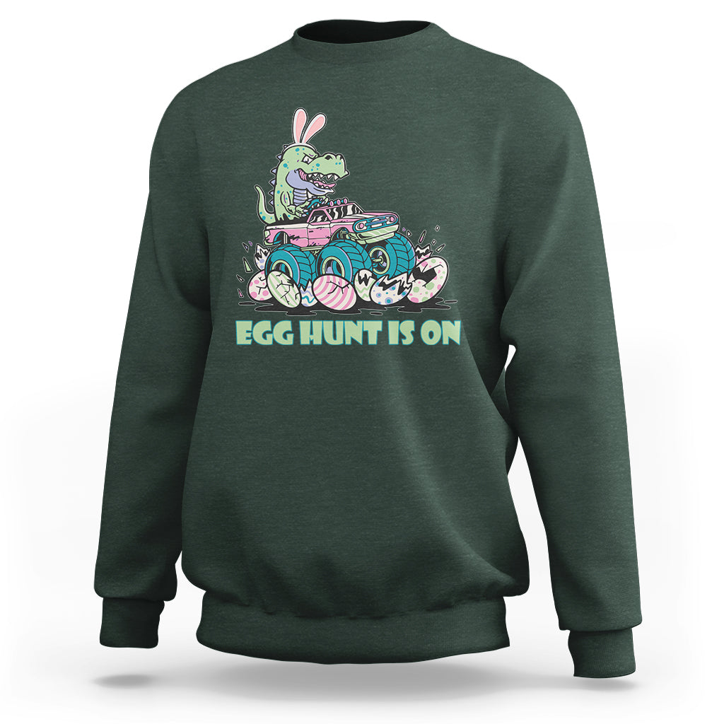 Egg Hunt Is On Funny Easter Dinosaur Bunny Boys Kid Toddler Sweatshirt - Wonder Print Shop