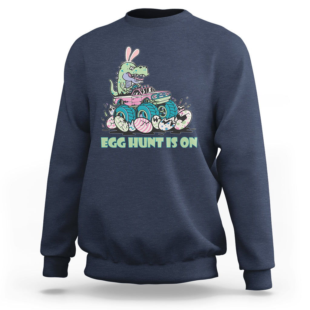 Egg Hunt Is On Funny Easter Dinosaur Bunny Boys Kid Toddler Sweatshirt - Wonder Print Shop