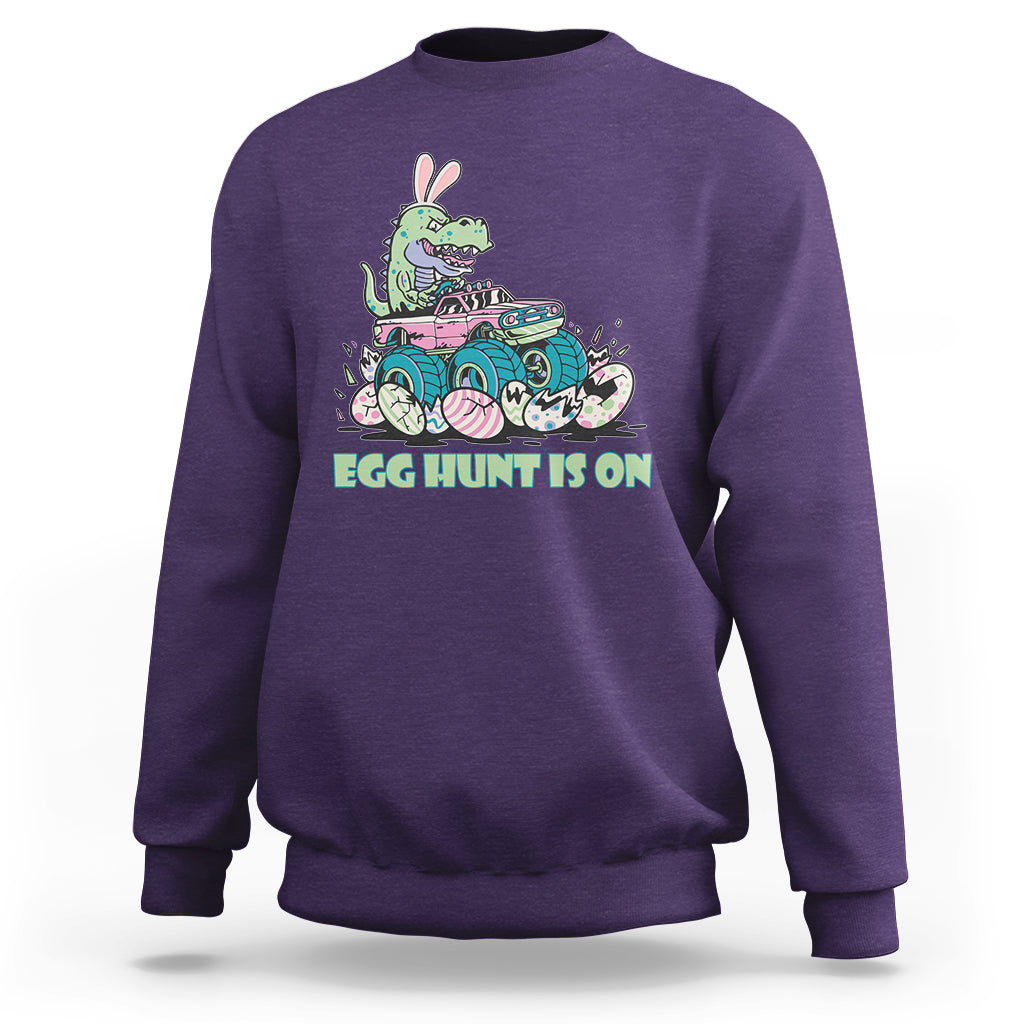 Egg Hunt Is On Funny Easter Dinosaur Bunny Boys Kid Toddler Sweatshirt - Wonder Print Shop