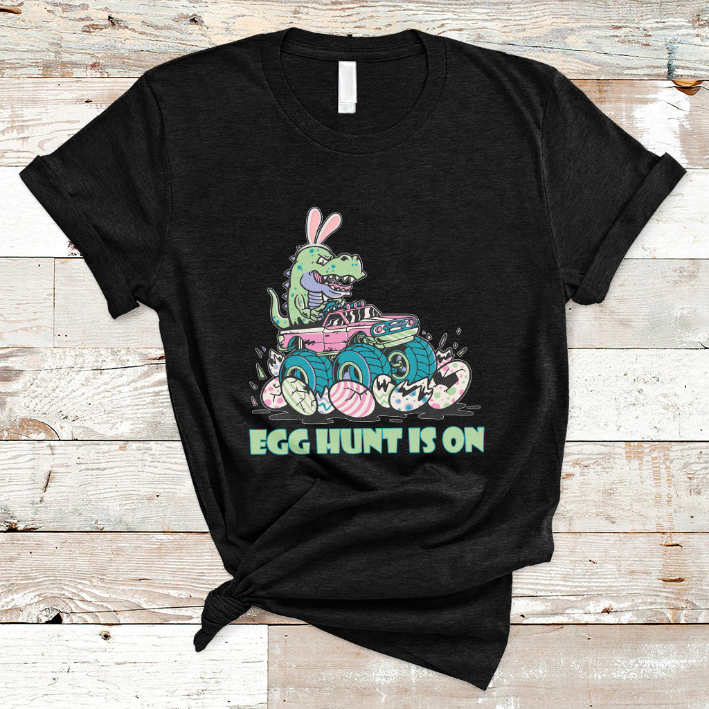 Egg Hunt Is On Funny Easter Dinosaur Bunny Boys Kid Toddler T-Shirt - Wonder Print Shop