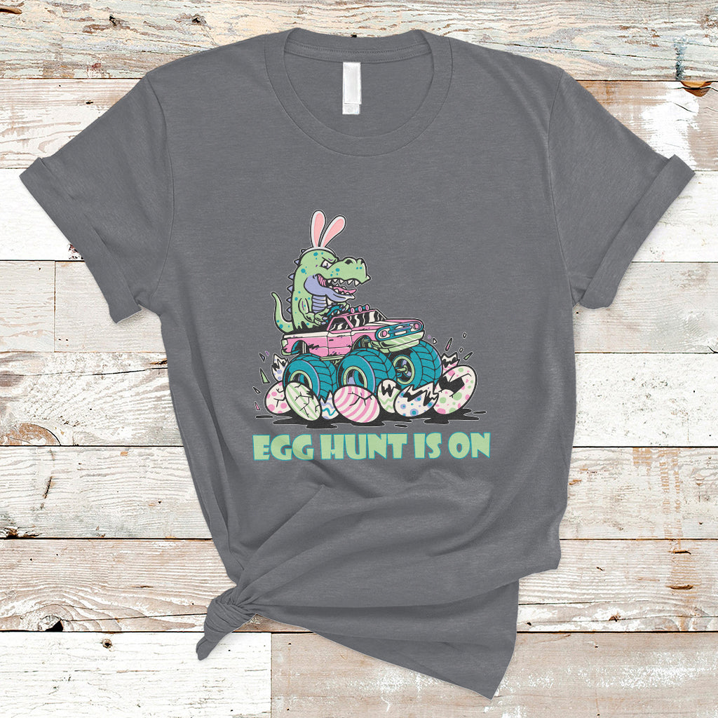 Egg Hunt Is On Funny Easter Dinosaur Bunny Boys Kid Toddler T-Shirt - Wonder Print Shop