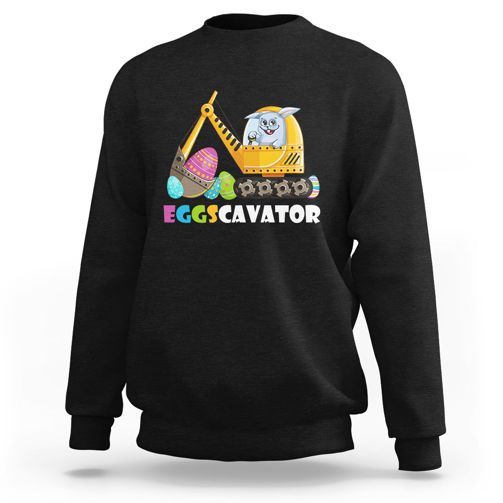 Easter Bunny Eggscavator Excavator Construction Egg Hunt Sweatshirt - Wonder Print Shop