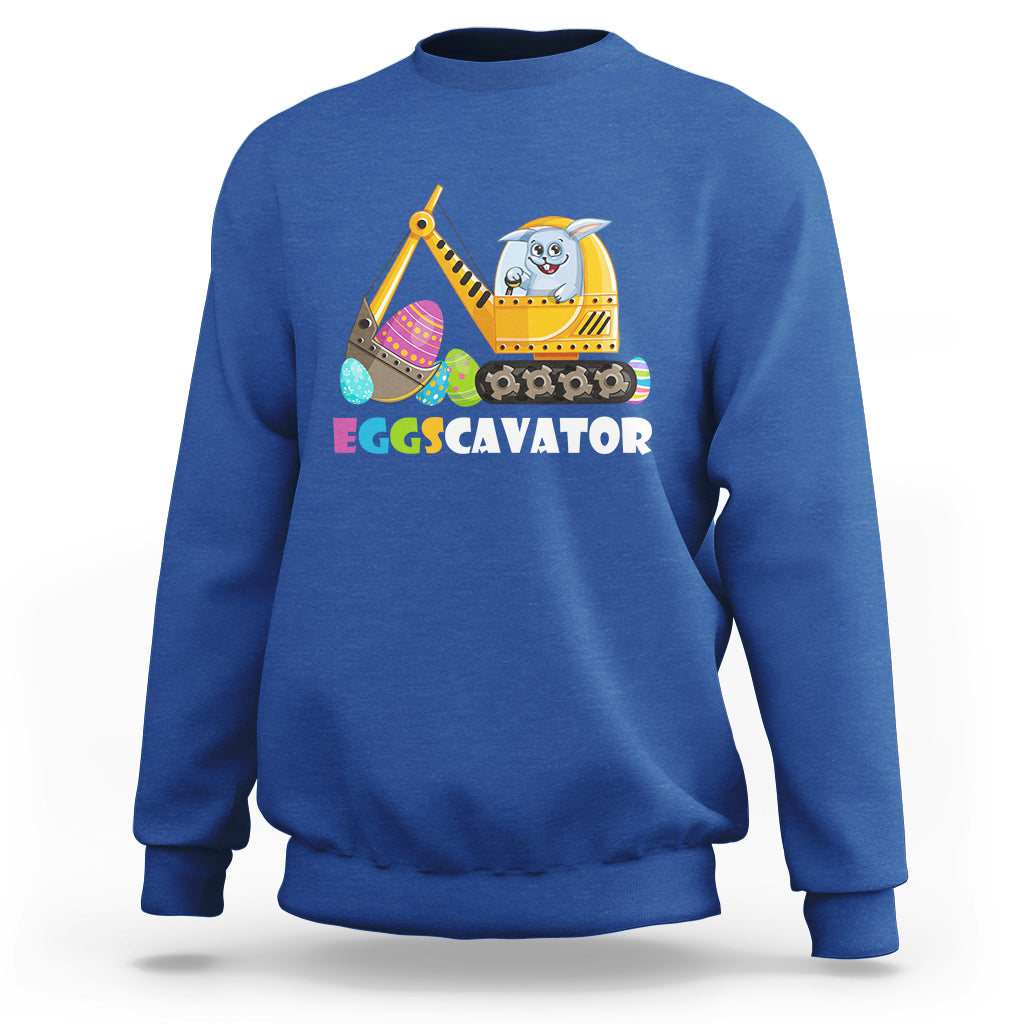Easter Bunny Eggscavator Excavator Construction Egg Hunt Sweatshirt - Wonder Print Shop
