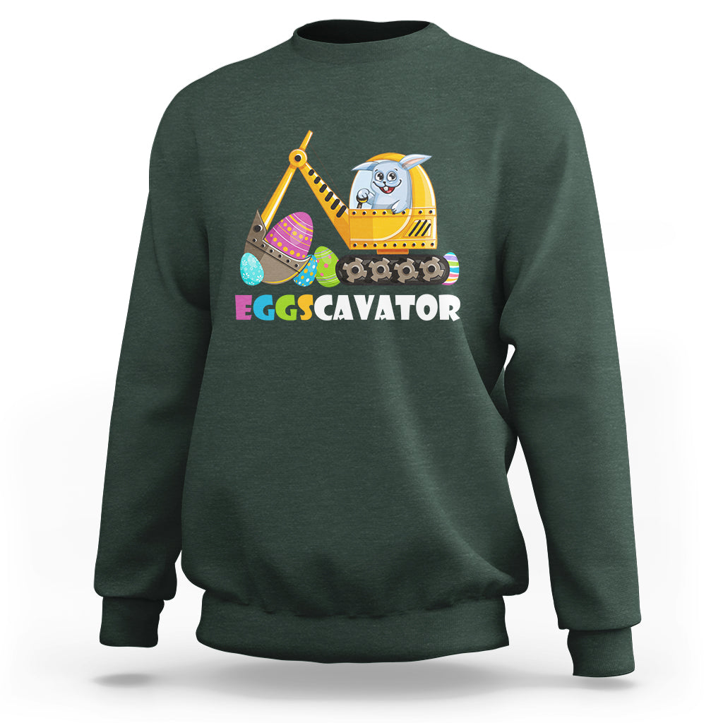 Easter Bunny Eggscavator Excavator Construction Egg Hunt Sweatshirt - Wonder Print Shop