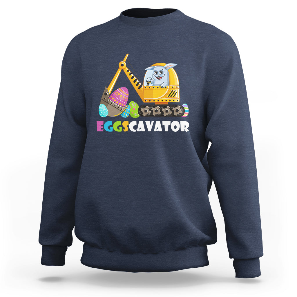 Easter Bunny Eggscavator Excavator Construction Egg Hunt Sweatshirt - Wonder Print Shop