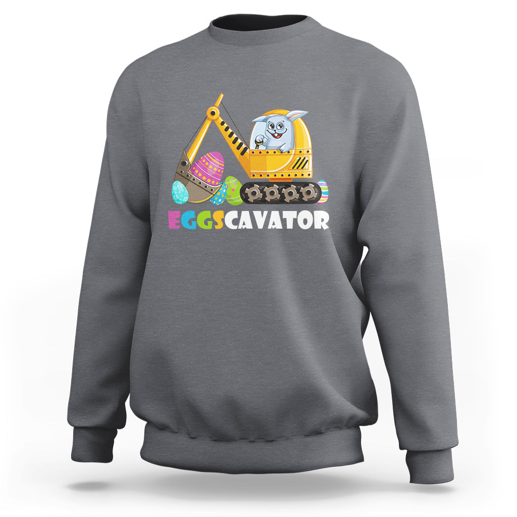 Easter Bunny Eggscavator Excavator Construction Egg Hunt Sweatshirt - Wonder Print Shop