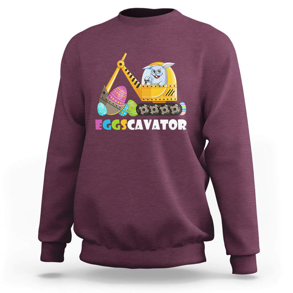 Easter Bunny Eggscavator Excavator Construction Egg Hunt Sweatshirt - Wonder Print Shop