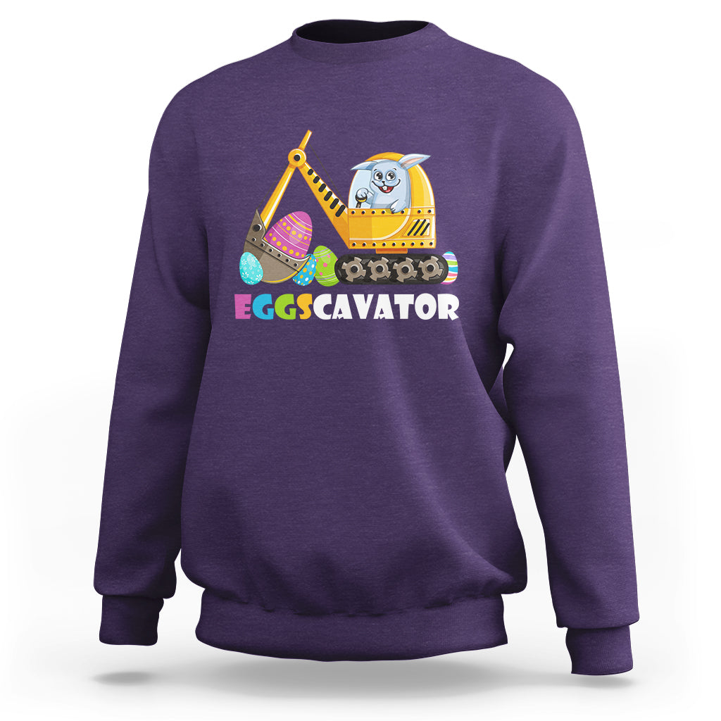 Easter Bunny Eggscavator Excavator Construction Egg Hunt Sweatshirt - Wonder Print Shop