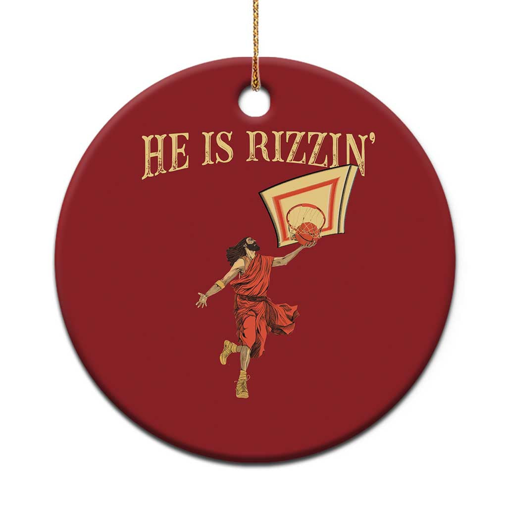 Jesus Basketball Christmas Ornament He Is Rizzin' - Wonder Print Shop