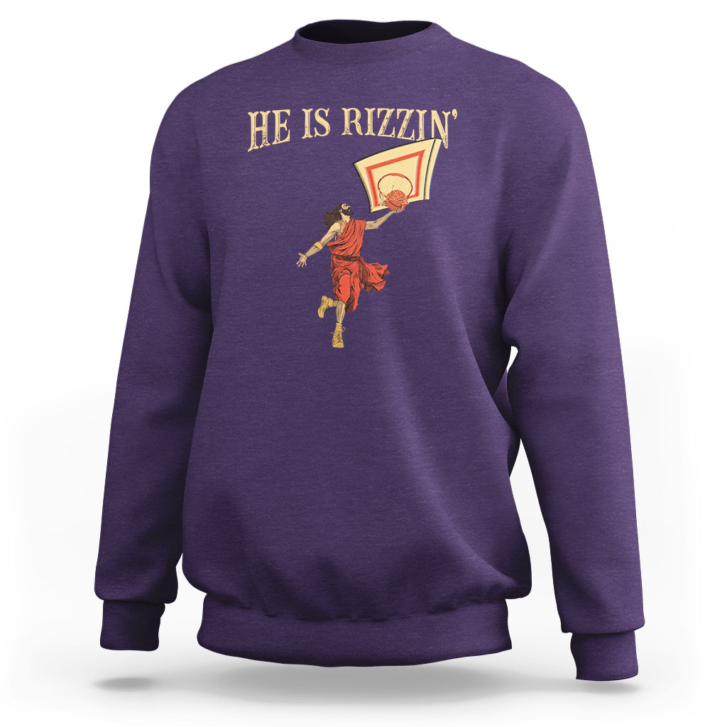 Jesus Basketball Sweatshirt He Is Rizzin' - Wonder Print Shop