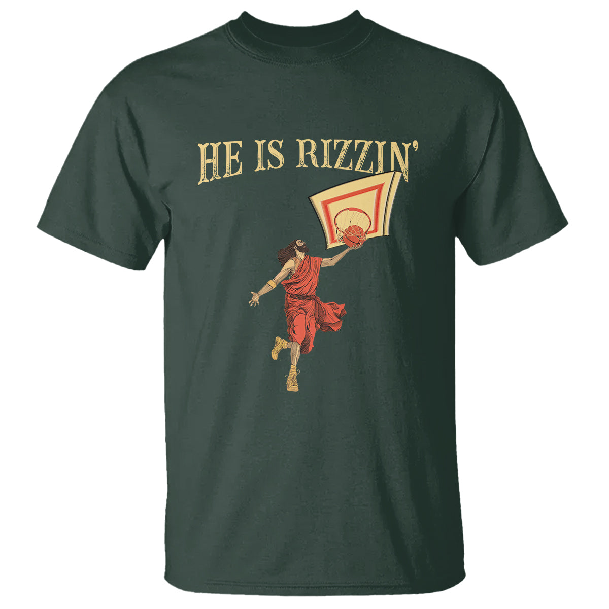 Jesus Basketball T Shirt He Is Rizzin' - Wonder Print Shop