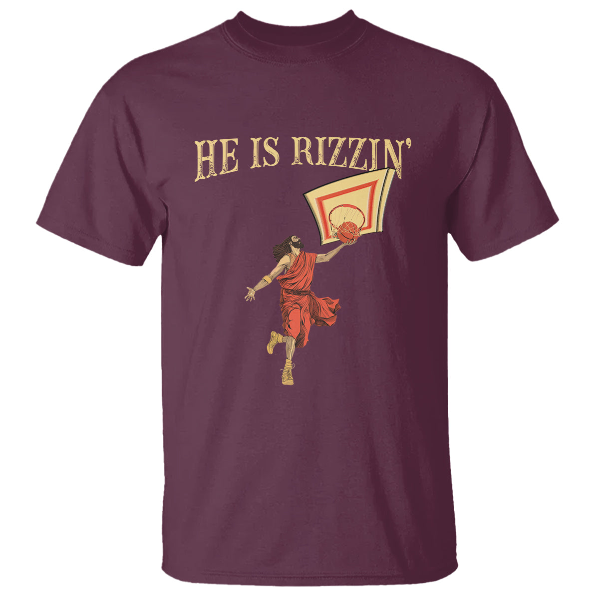 Jesus Basketball T Shirt He Is Rizzin' - Wonder Print Shop