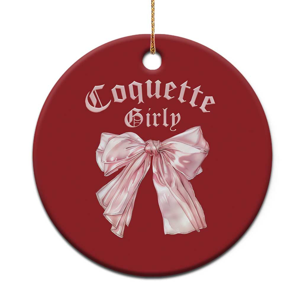 Coquette Girly Christmas Ornament Pink Bow - Wonder Print Shop