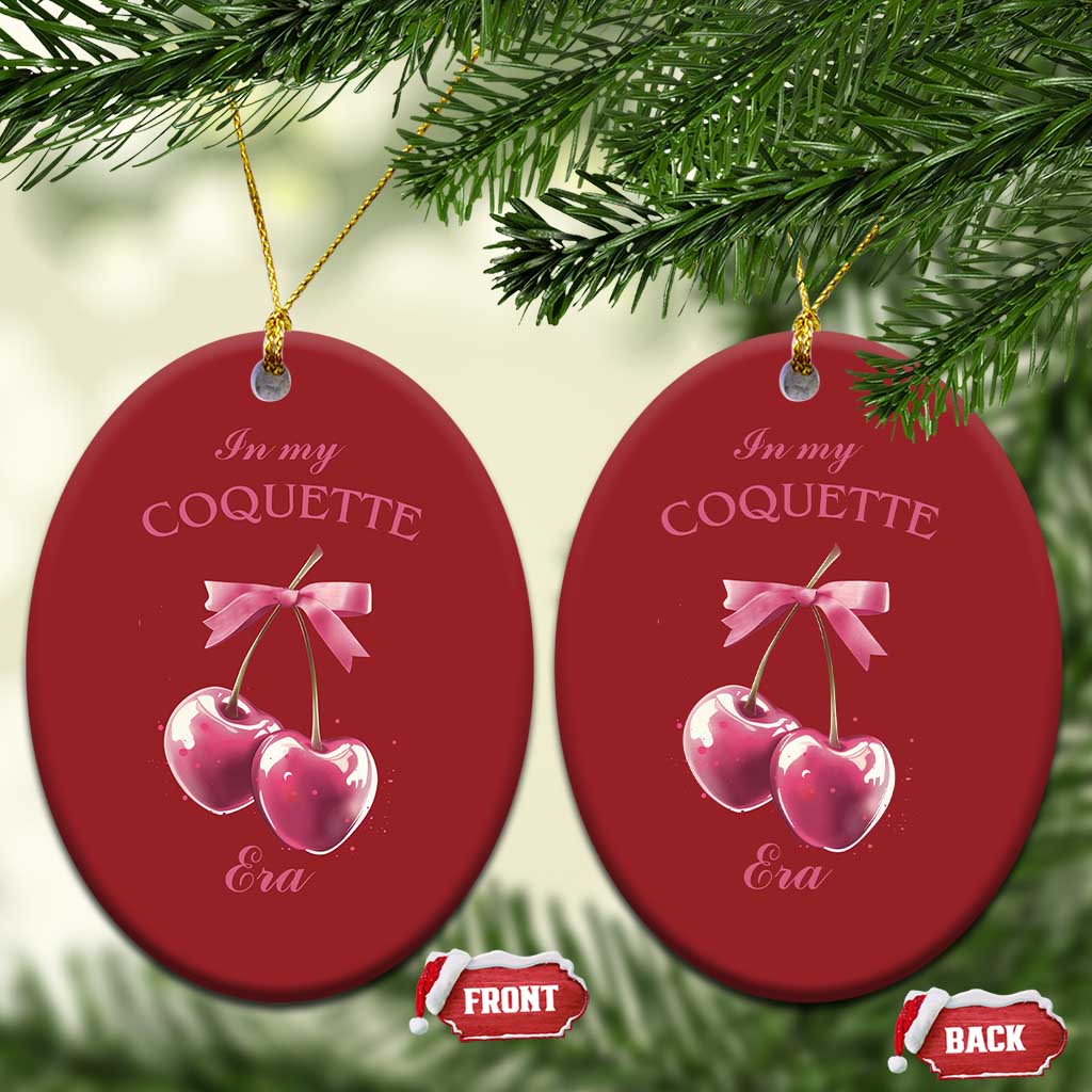 In My Coquette Era Christmas Ornament Pink Bow Cherry - Wonder Print Shop