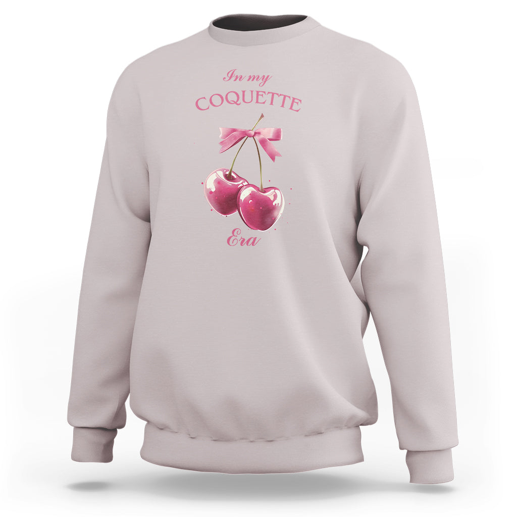 In My Coquette Era Sweatshirt Pink Bow Cherry - Wonder Print Shop