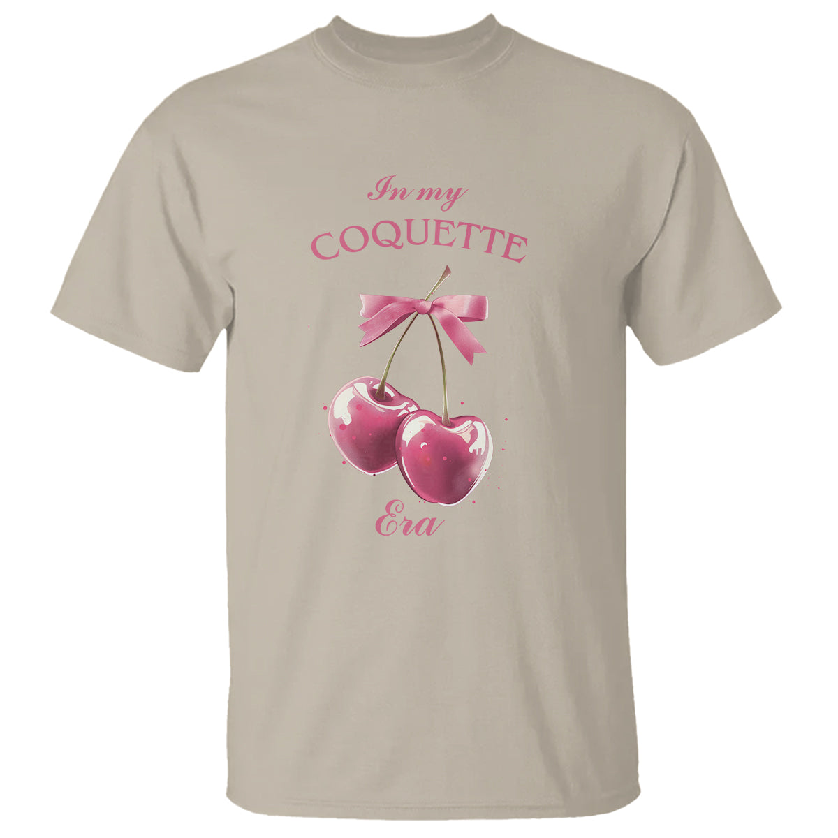 In My Coquette Era T Shirt Pink Bow Cherry - Wonder Print Shop