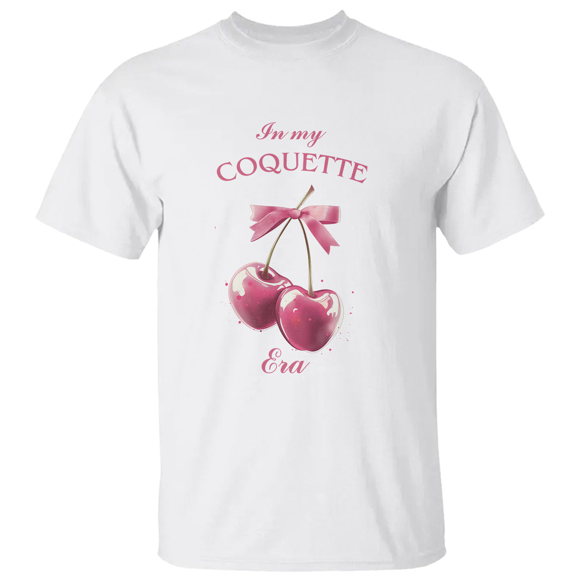 In My Coquette Era T Shirt Pink Bow Cherry - Wonder Print Shop