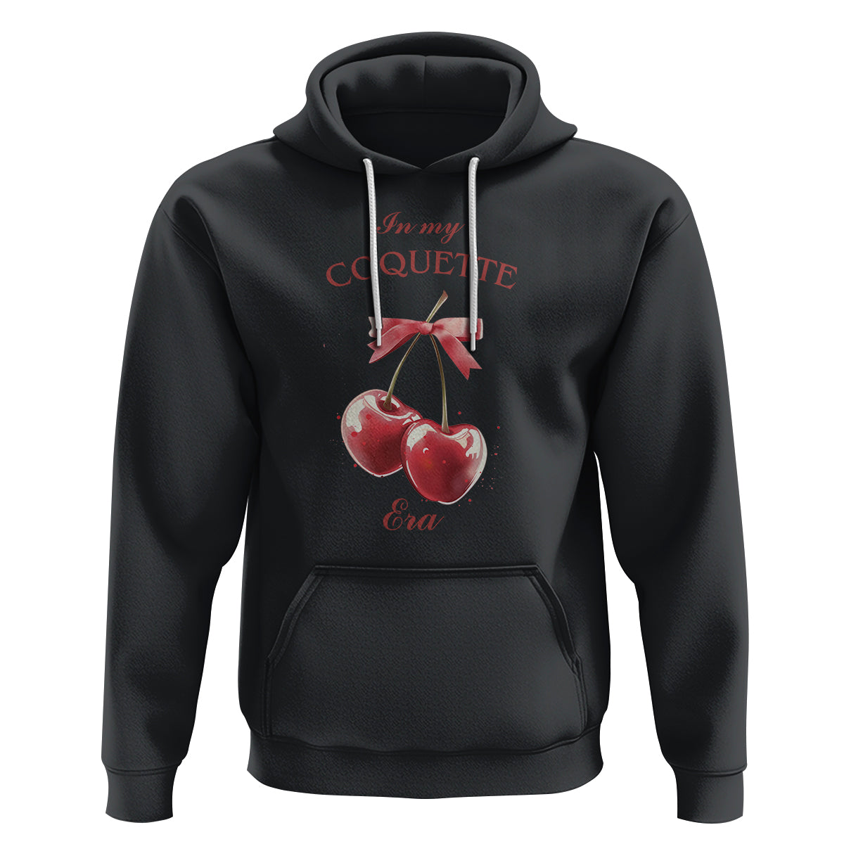 In My Coquette Era Hoodie Red Bow Cherry - Wonder Print Shop