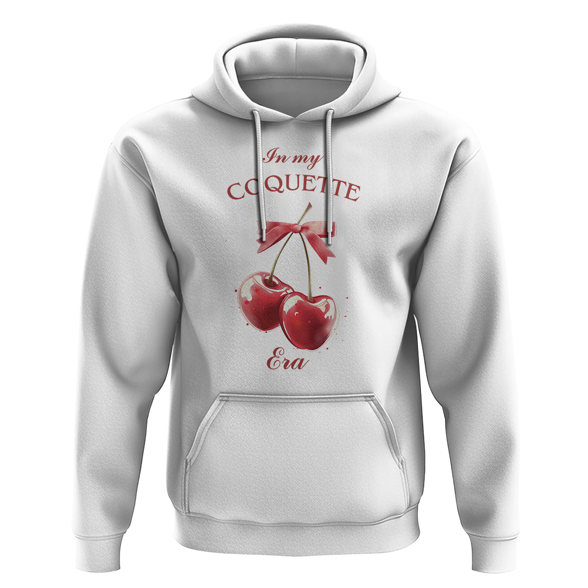 In My Coquette Era Hoodie Red Bow Cherry - Wonder Print Shop