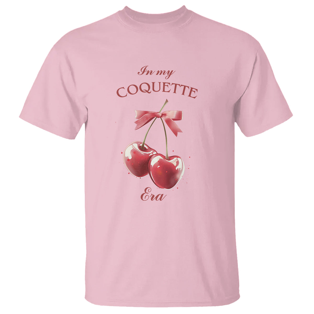 In My Coquette Era T Shirt Red Bow Cherry - Wonder Print Shop