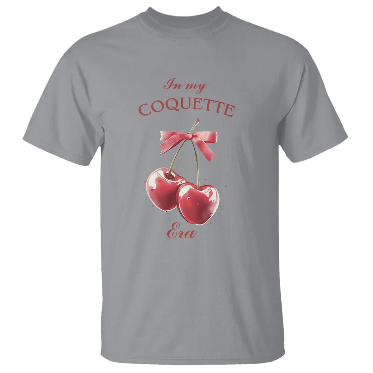 In My Coquette Era T Shirt Red Bow Cherry - Wonder Print Shop