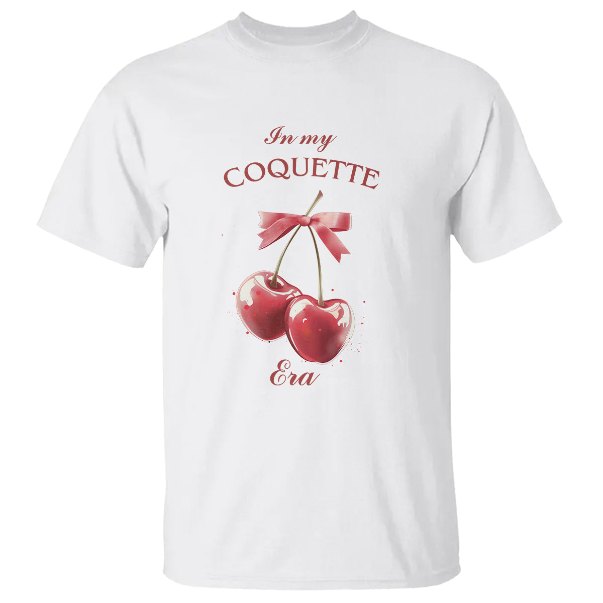 In My Coquette Era T Shirt Red Bow Cherry - Wonder Print Shop