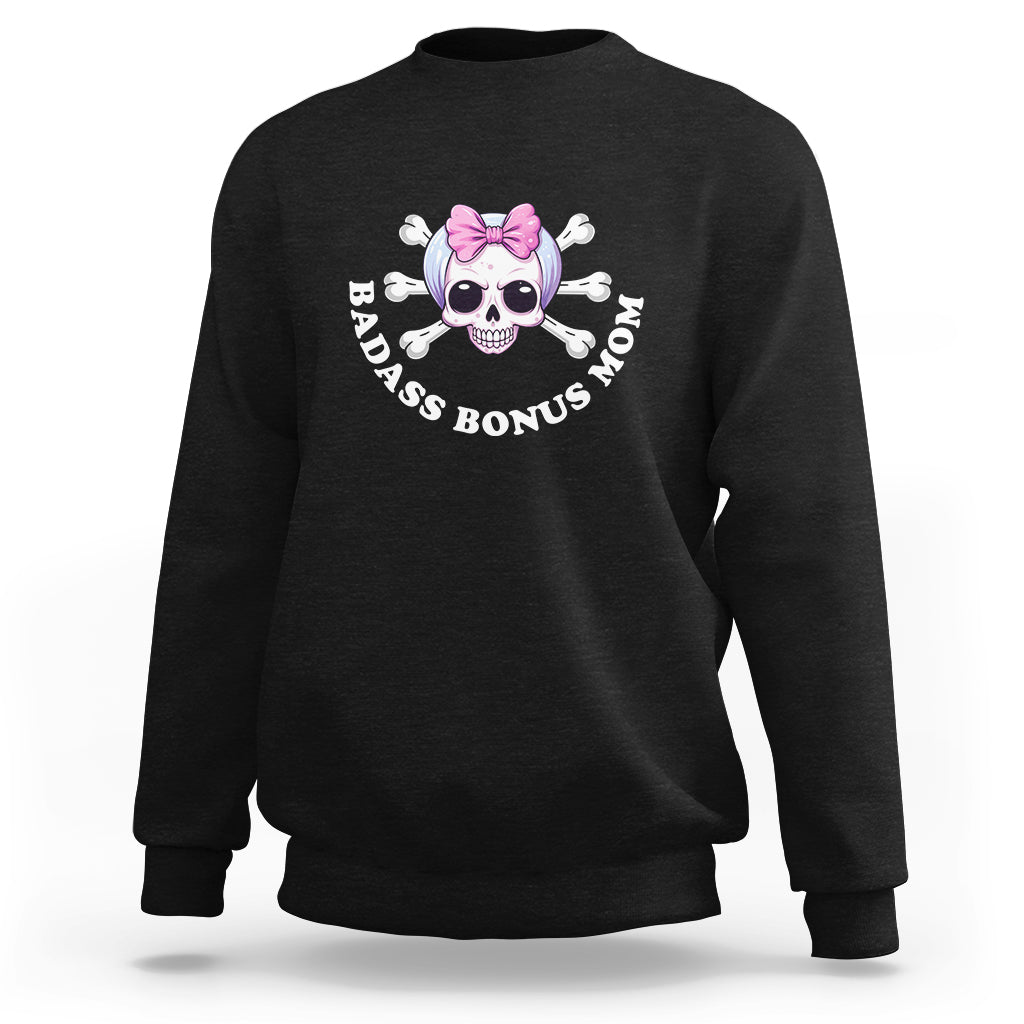 Funny Stepmom Sweatshirt Badass Bonus Mom - Wonder Print Shop