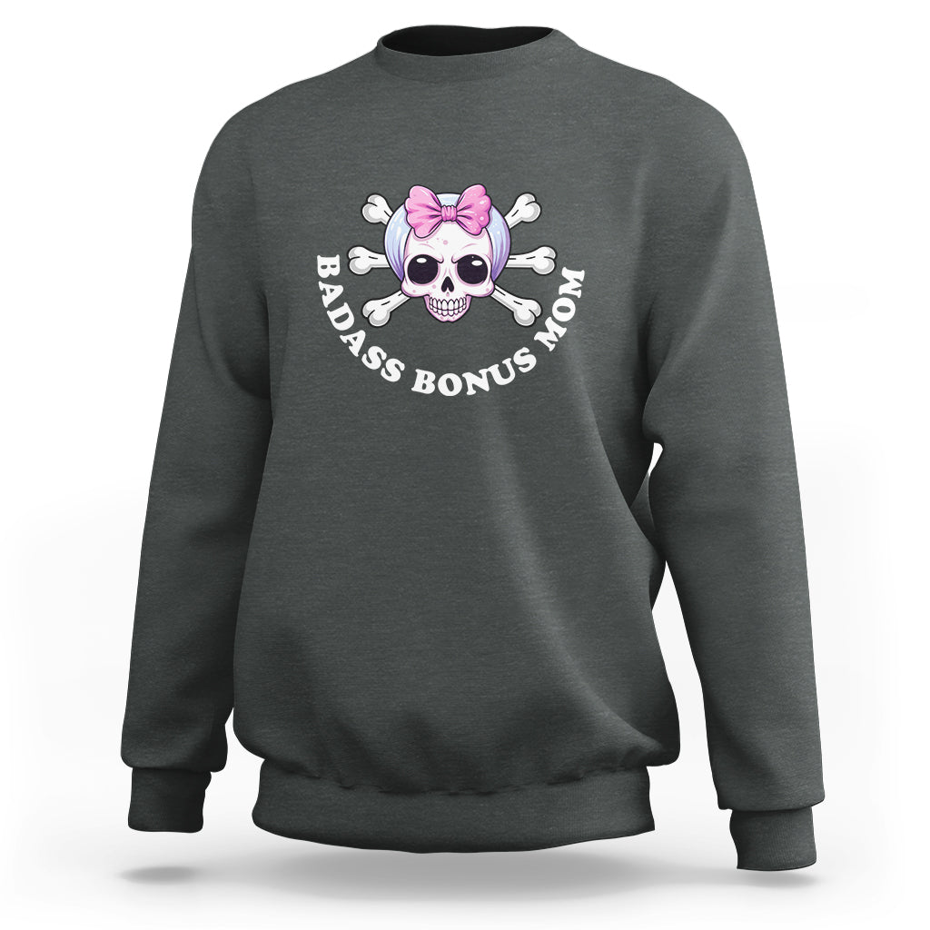 Funny Stepmom Sweatshirt Badass Bonus Mom - Wonder Print Shop