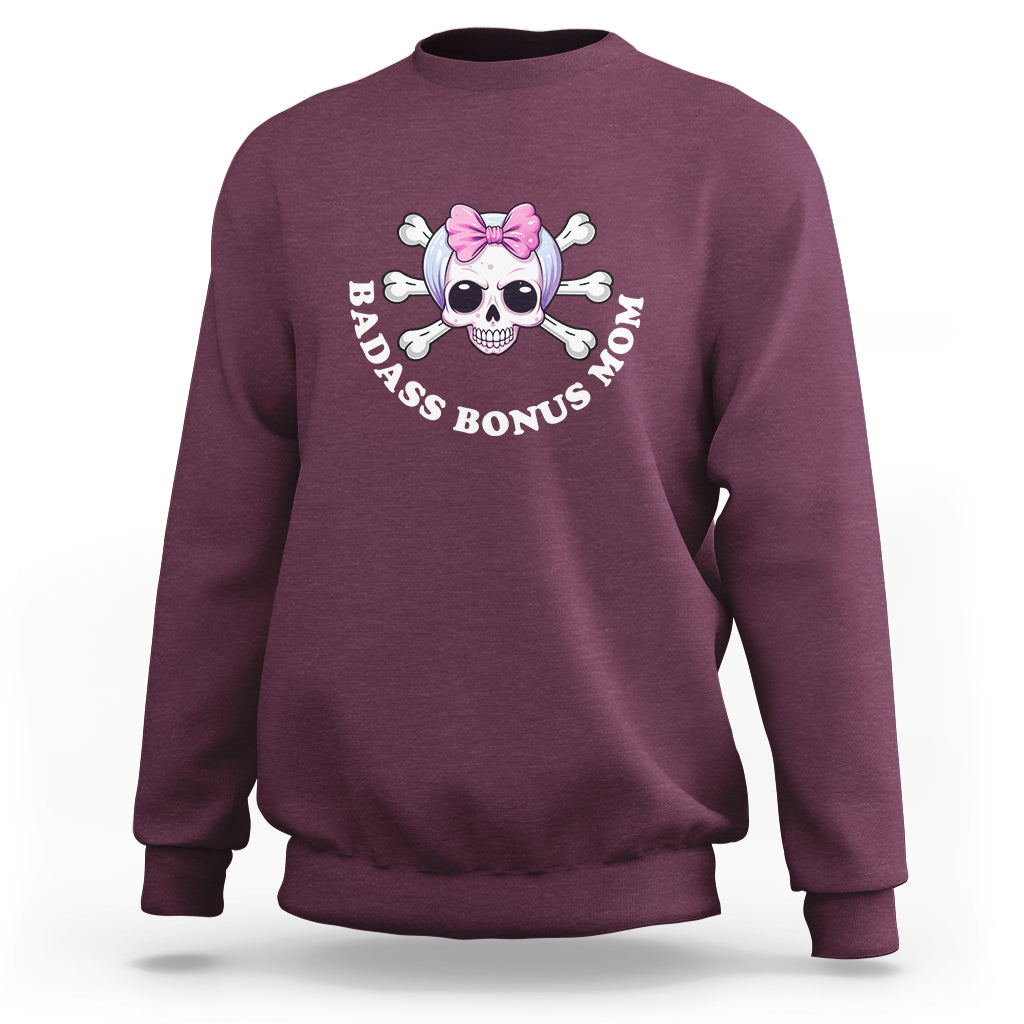 Funny Stepmom Sweatshirt Badass Bonus Mom - Wonder Print Shop