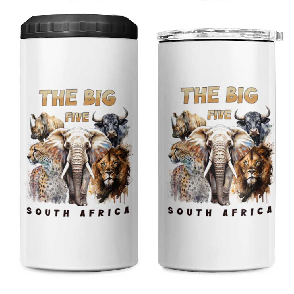 The Big Five South Africa 4 in 1 Can Cooler Tumbler Elephant Lion Rhino Buffalo Leopard Animals Safari Wildlife