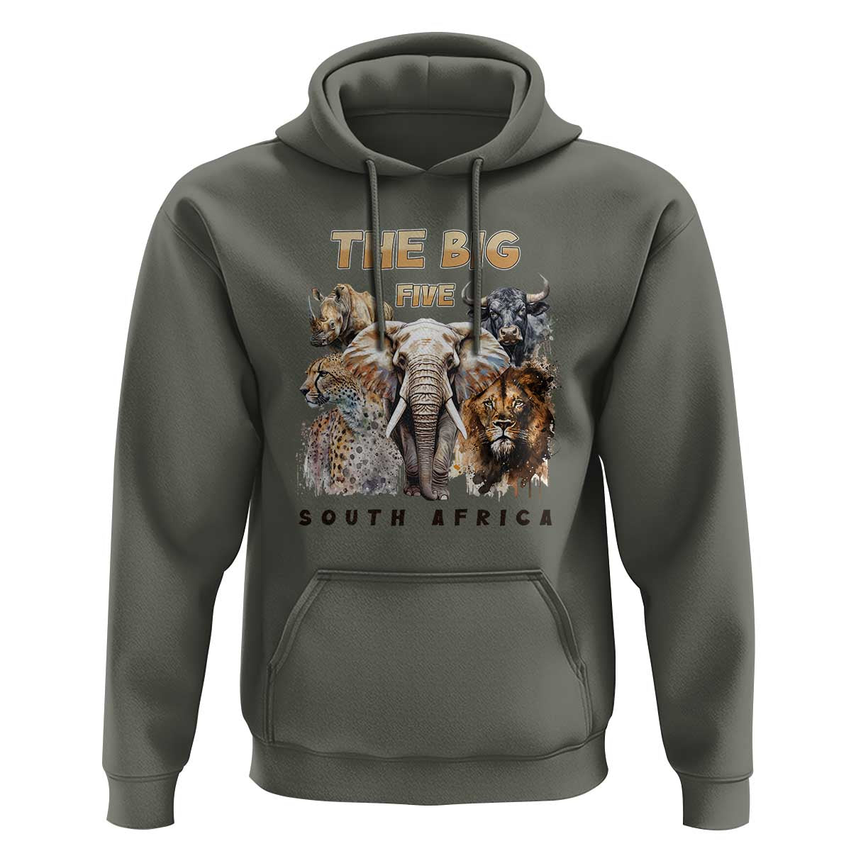The Big Five South Africa Hoodie Elephant Lion Rhino Buffalo Leopard Animals Safari Wildlife