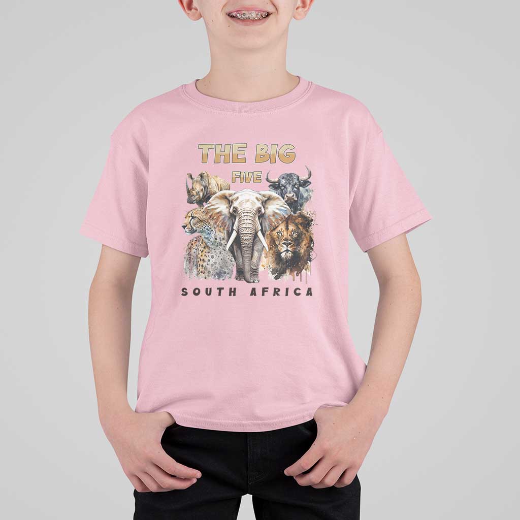 The Big Five South Africa T Shirt For Kid Elephant Lion Rhino Buffalo Leopard Animals Safari Wildlife