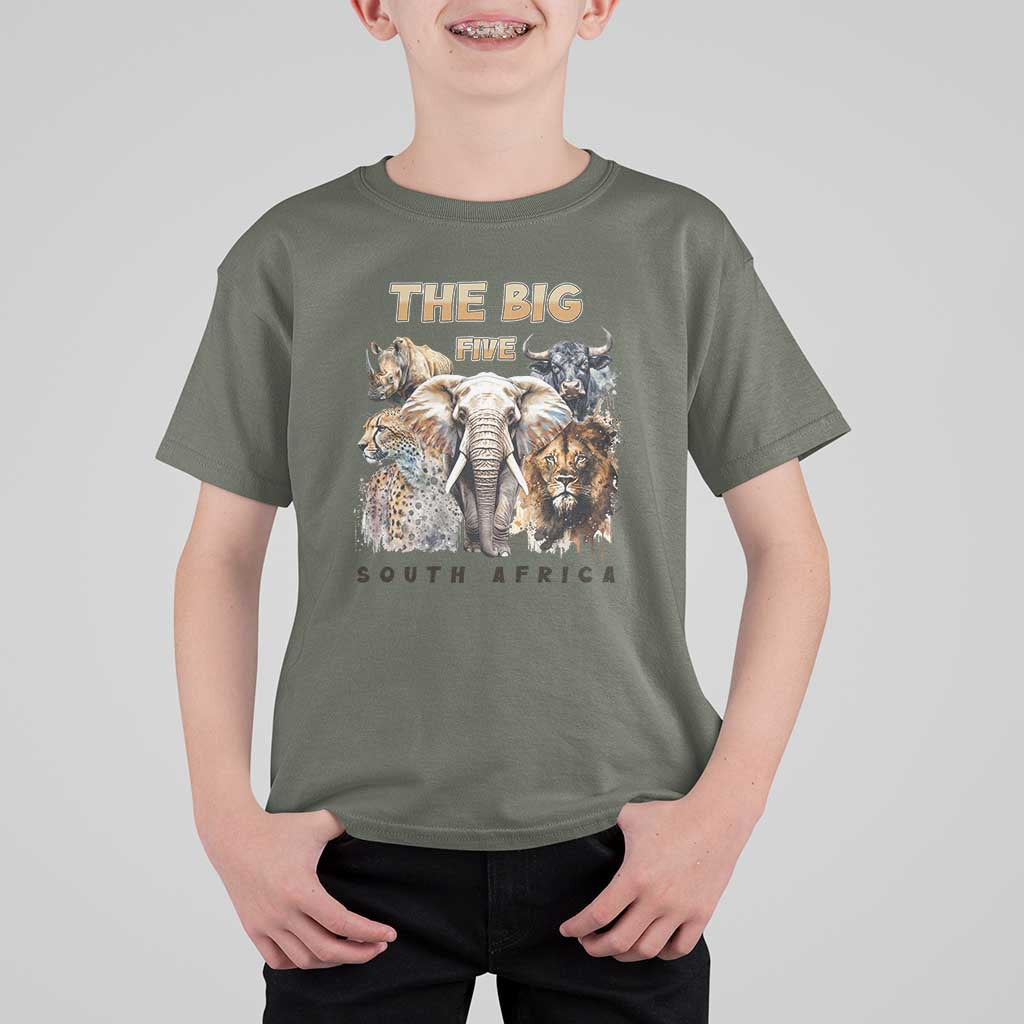 The Big Five South Africa T Shirt For Kid Elephant Lion Rhino Buffalo Leopard Animals Safari Wildlife