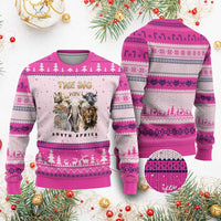 The Big Five South Africa Ugly Christmas Sweater Elephant Lion Rhino Buffalo Leopard Animals Safari Wildlife - Wonder Print Shop