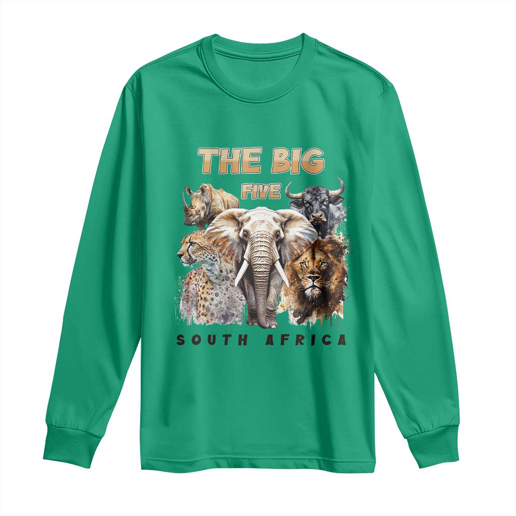 The Big Five South Africa Long Sleeve Shirt Elephant Lion Rhino Buffalo Leopard Animals Safari Wildlife