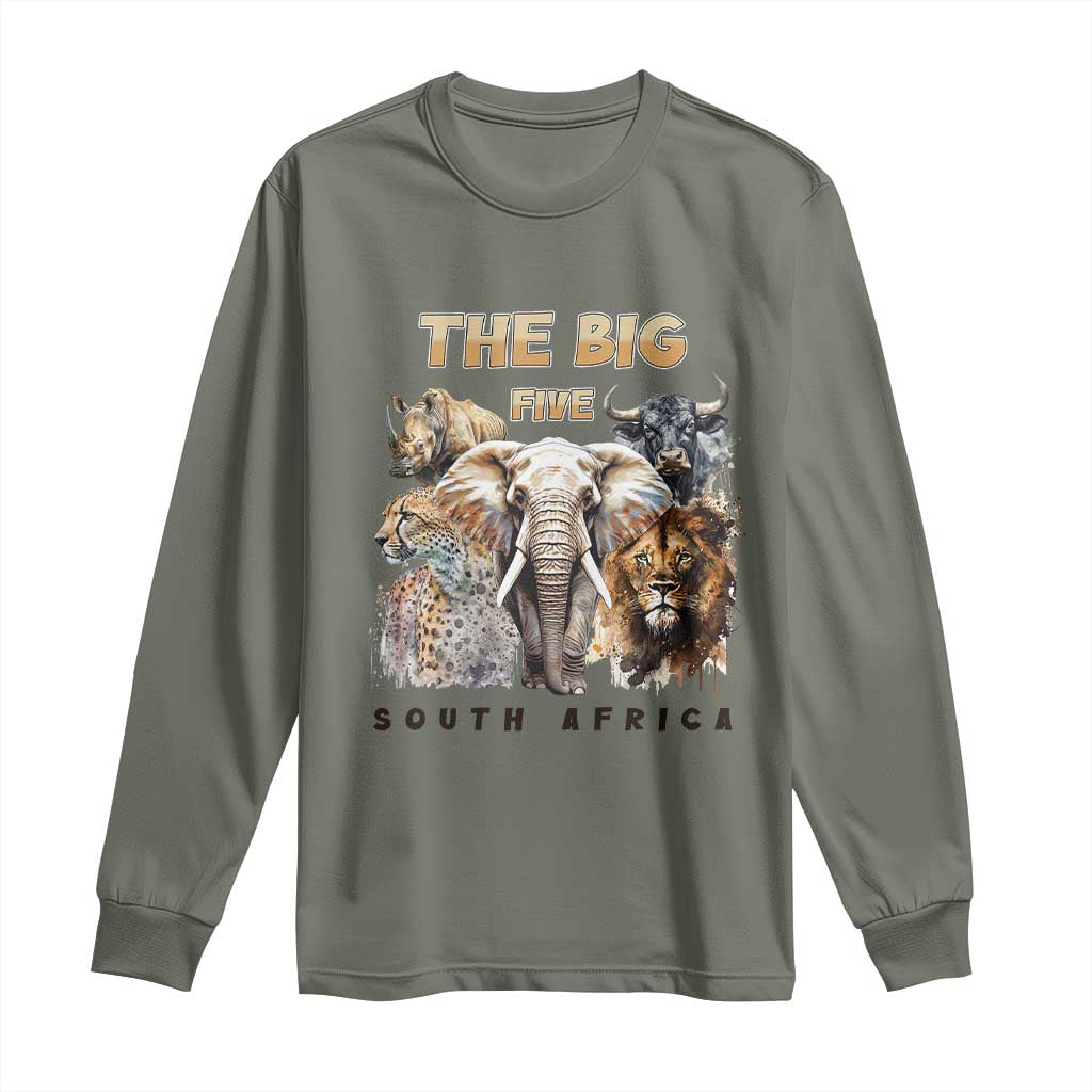 The Big Five South Africa Long Sleeve Shirt Elephant Lion Rhino Buffalo Leopard Animals Safari Wildlife