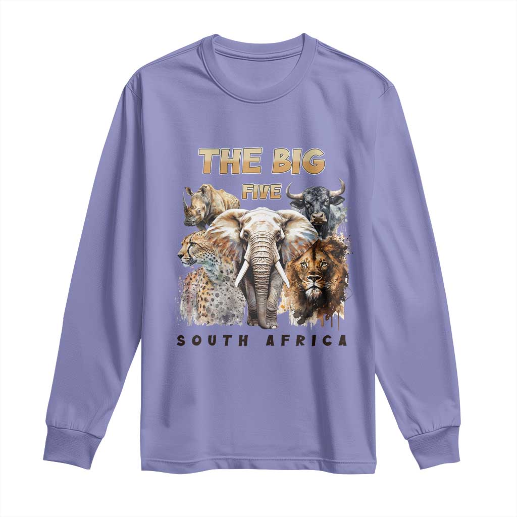 The Big Five South Africa Long Sleeve Shirt Elephant Lion Rhino Buffalo Leopard Animals Safari Wildlife