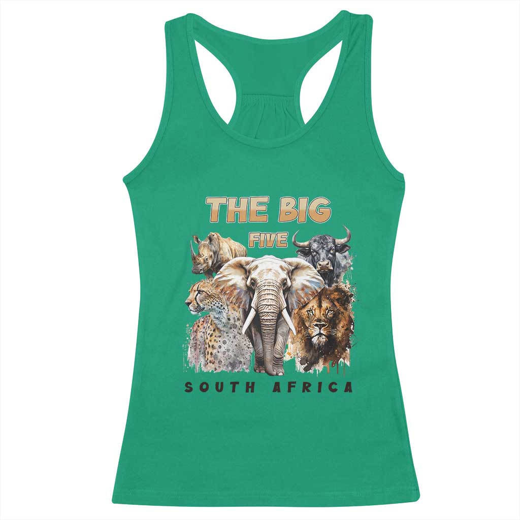 The Big Five South Africa Racerback Tank Top Elephant Lion Rhino Buffalo Leopard Animals Safari Wildlife