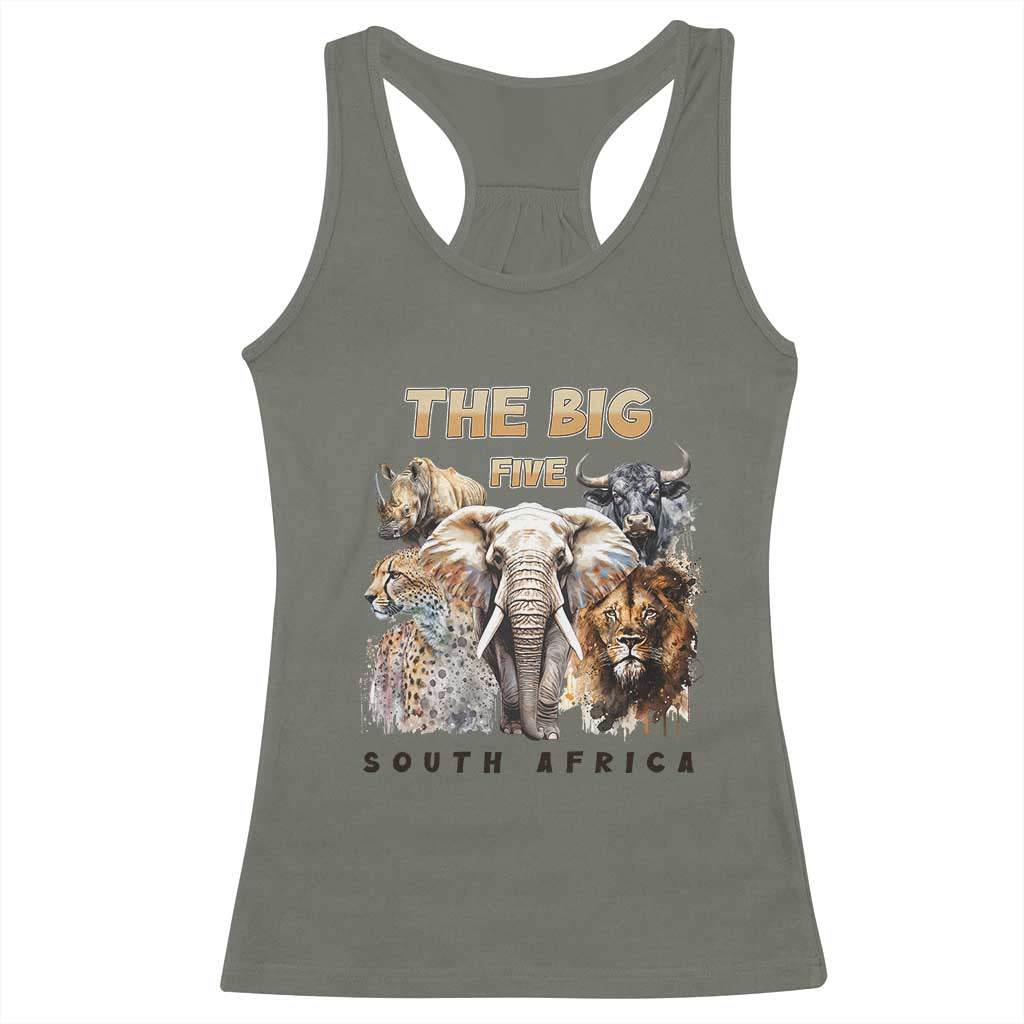 The Big Five South Africa Racerback Tank Top Elephant Lion Rhino Buffalo Leopard Animals Safari Wildlife