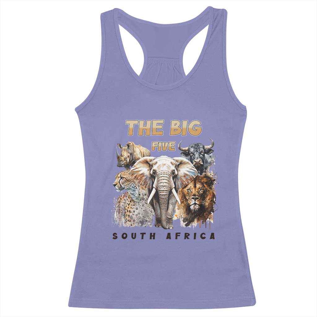 The Big Five South Africa Racerback Tank Top Elephant Lion Rhino Buffalo Leopard Animals Safari Wildlife