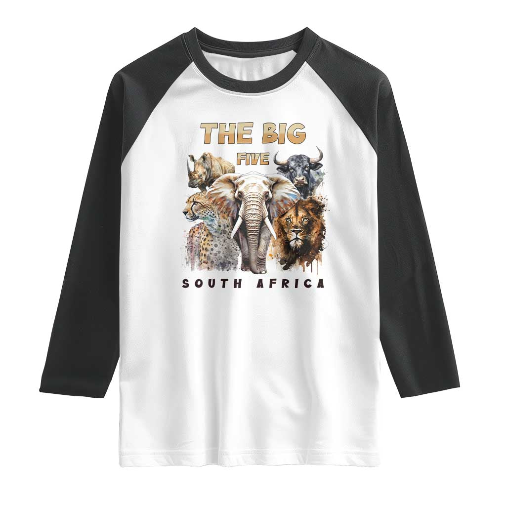 The Big Five South Africa Raglan Shirt Elephant Lion Rhino Buffalo Leopard Animals Safari Wildlife