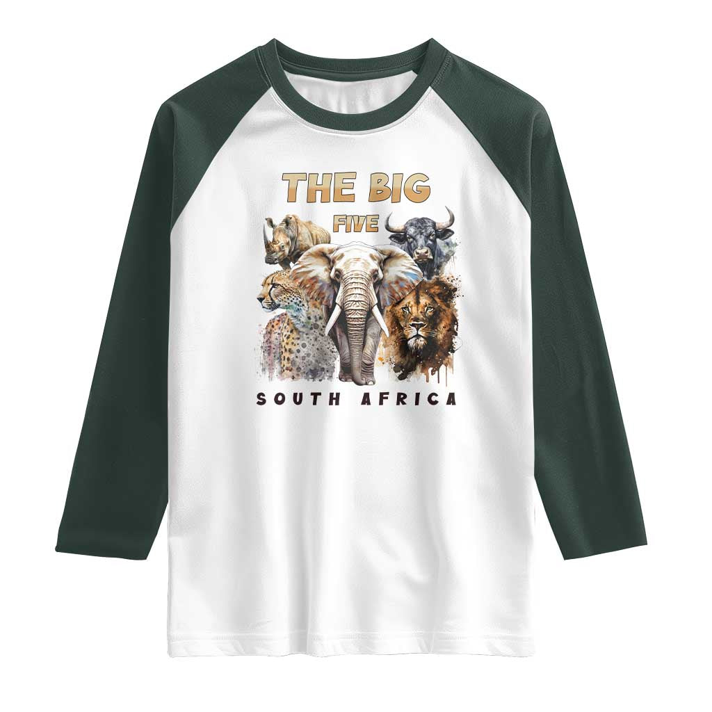 The Big Five South Africa Raglan Shirt Elephant Lion Rhino Buffalo Leopard Animals Safari Wildlife