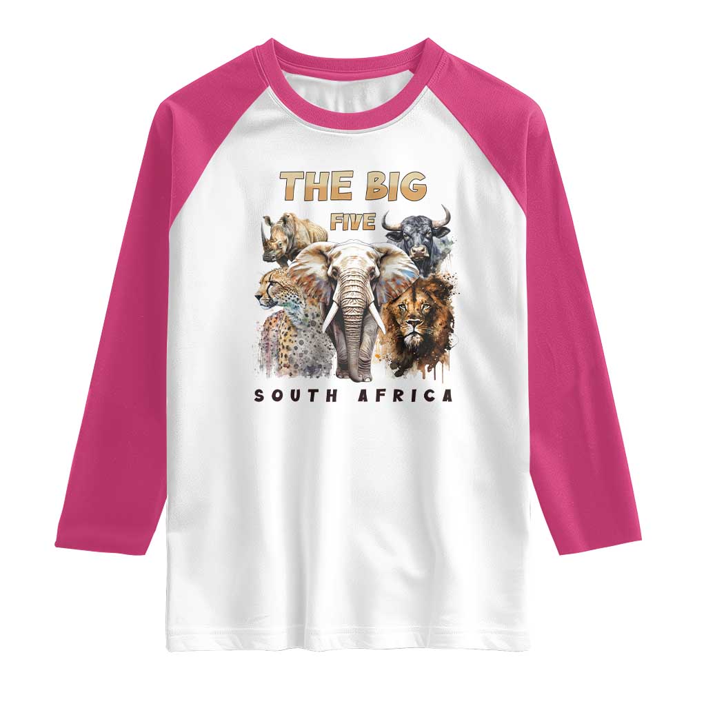The Big Five South Africa Raglan Shirt Elephant Lion Rhino Buffalo Leopard Animals Safari Wildlife
