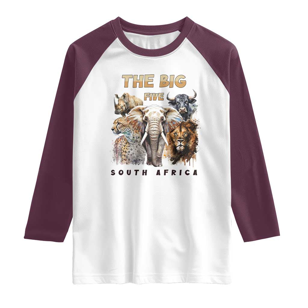 The Big Five South Africa Raglan Shirt Elephant Lion Rhino Buffalo Leopard Animals Safari Wildlife