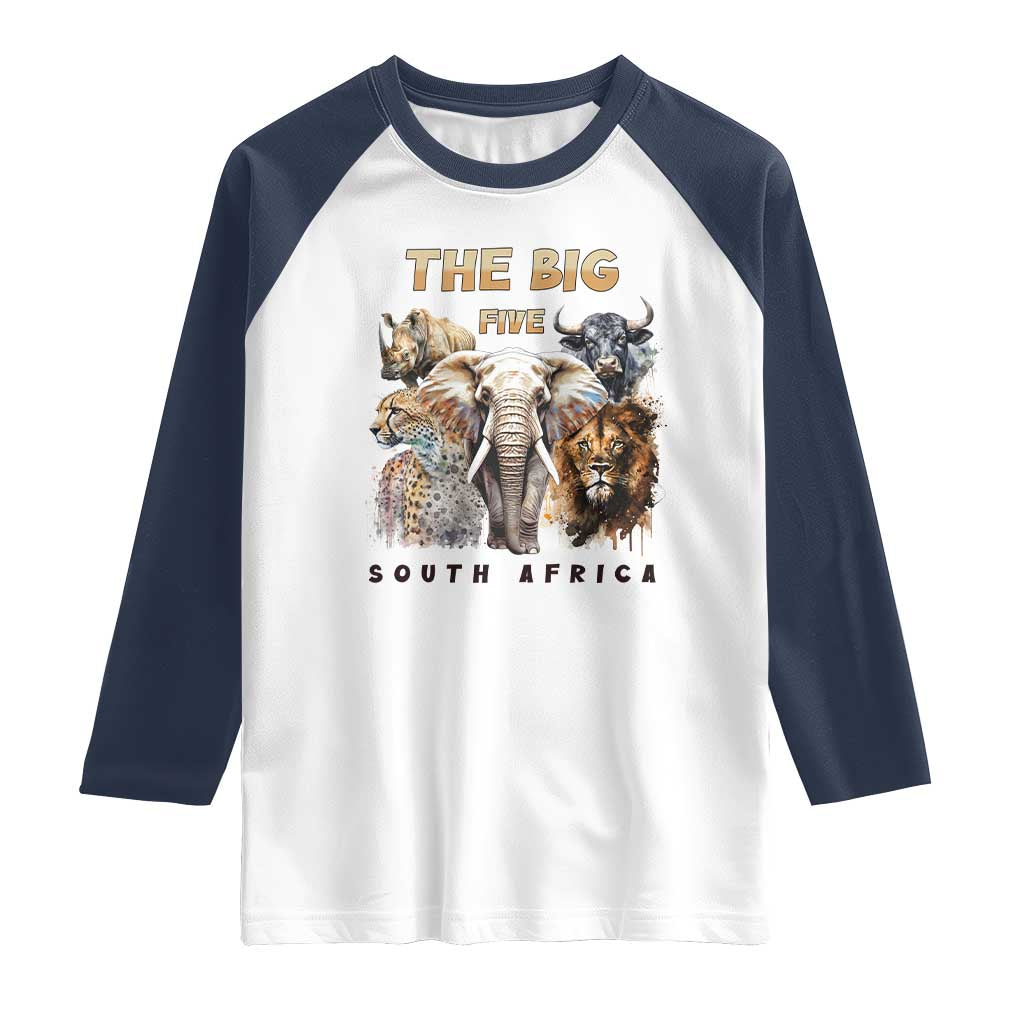 The Big Five South Africa Raglan Shirt Elephant Lion Rhino Buffalo Leopard Animals Safari Wildlife