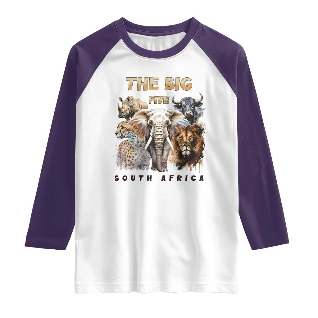 The Big Five South Africa Raglan Shirt Elephant Lion Rhino Buffalo Leopard Animals Safari Wildlife