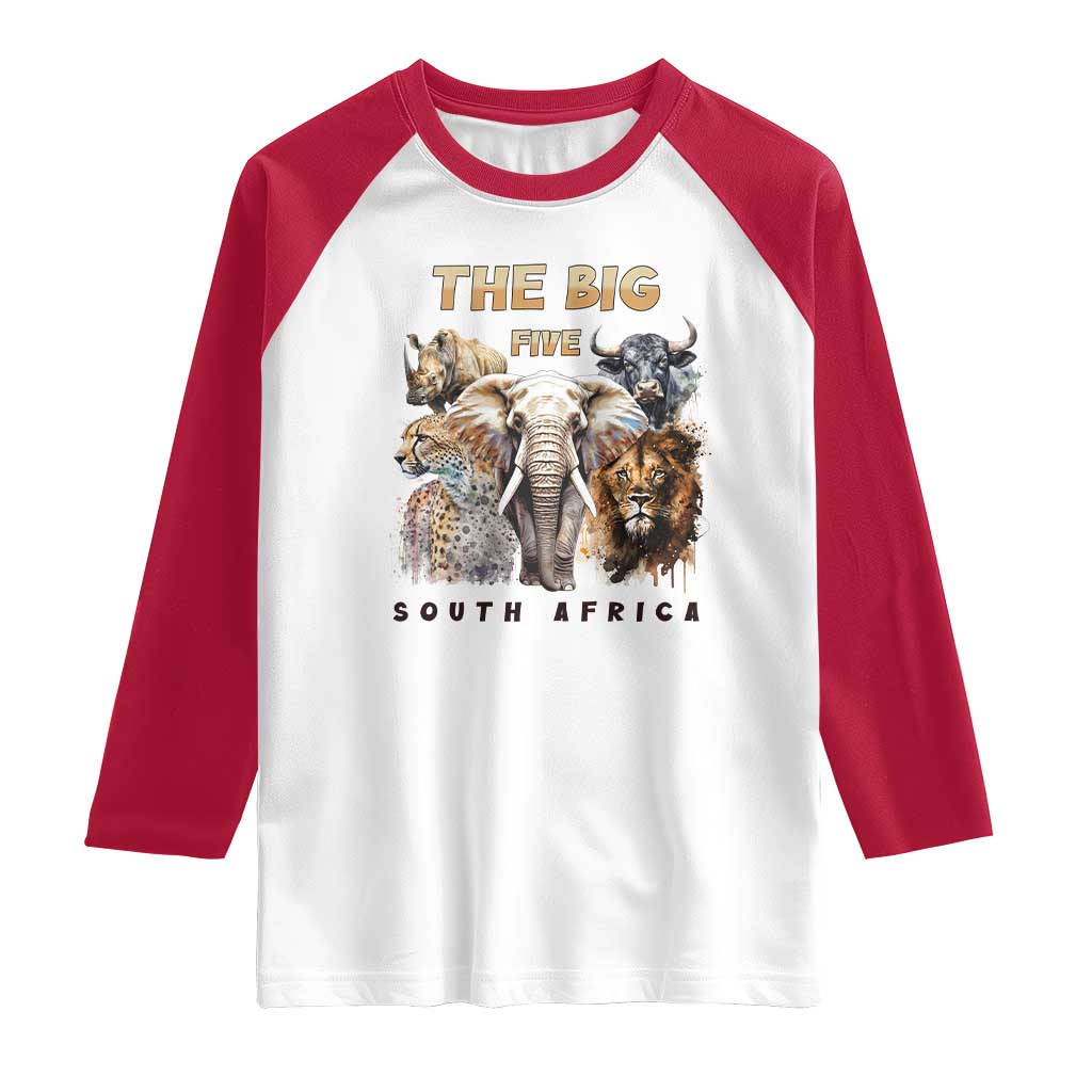 The Big Five South Africa Raglan Shirt Elephant Lion Rhino Buffalo Leopard Animals Safari Wildlife