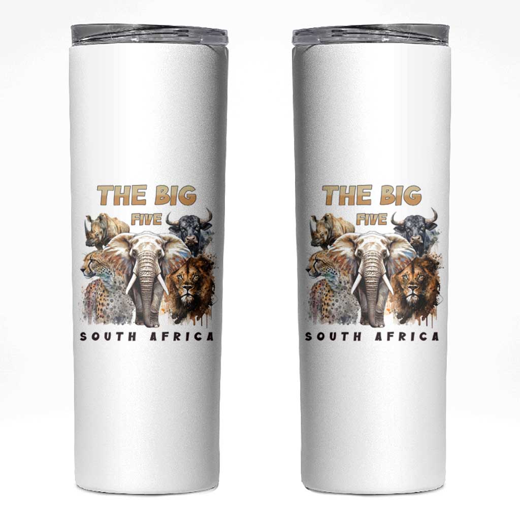 The Big Five South Africa Skinny Tumbler Elephant Lion Rhino Buffalo Leopard Animals Safari Wildlife