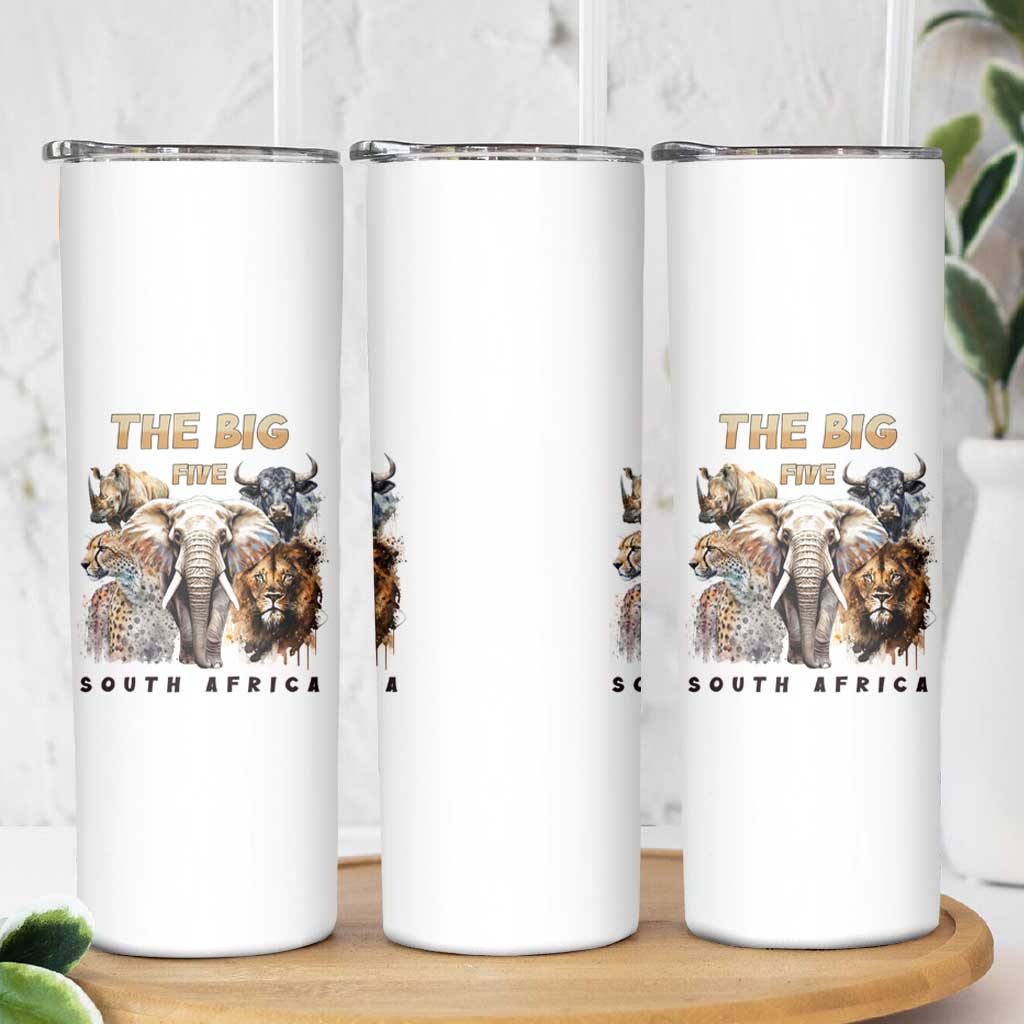 The Big Five South Africa Skinny Tumbler Elephant Lion Rhino Buffalo Leopard Animals Safari Wildlife